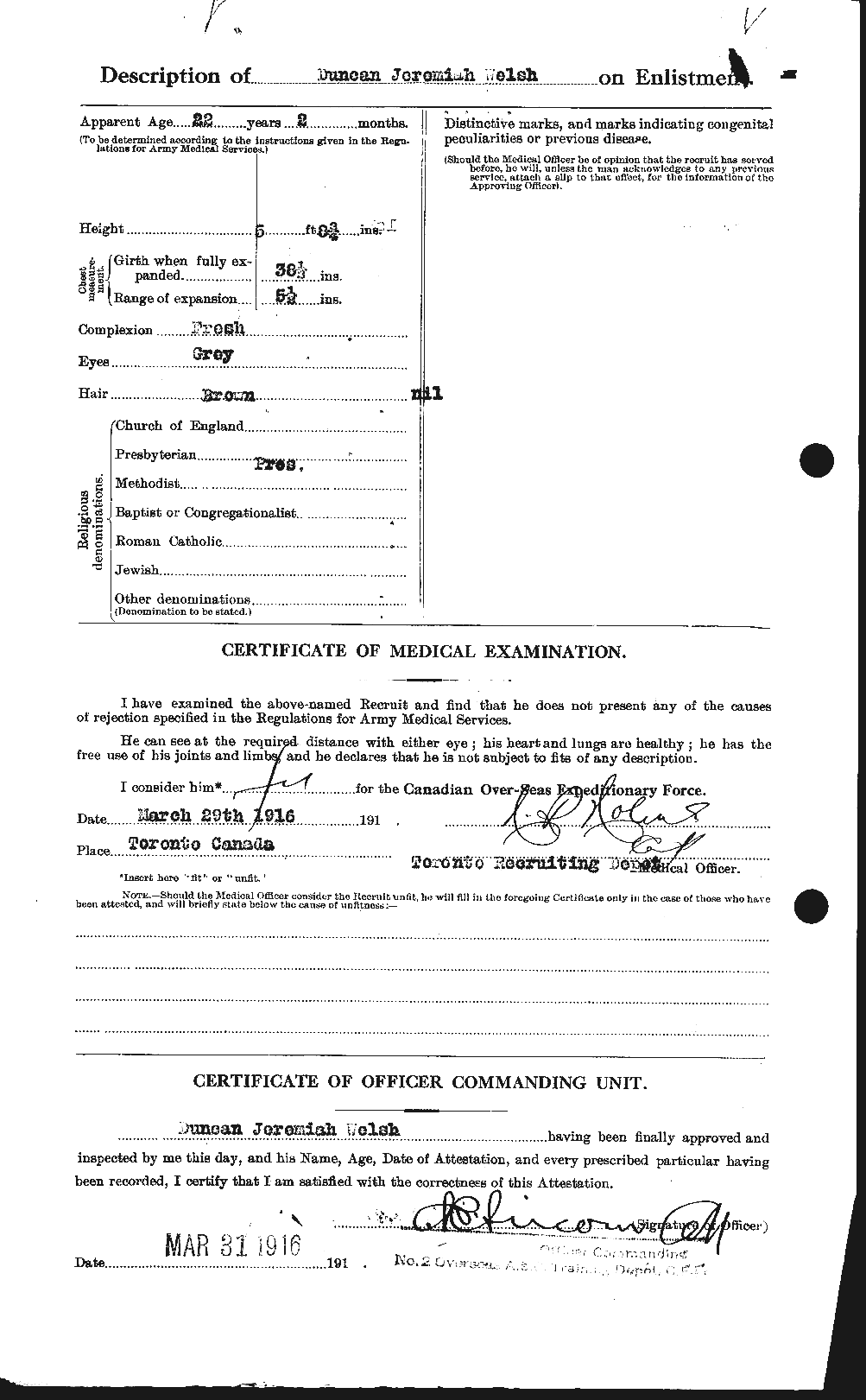 Dossiers du Personnel de la Première Guerre mondiale - CEC 665448b