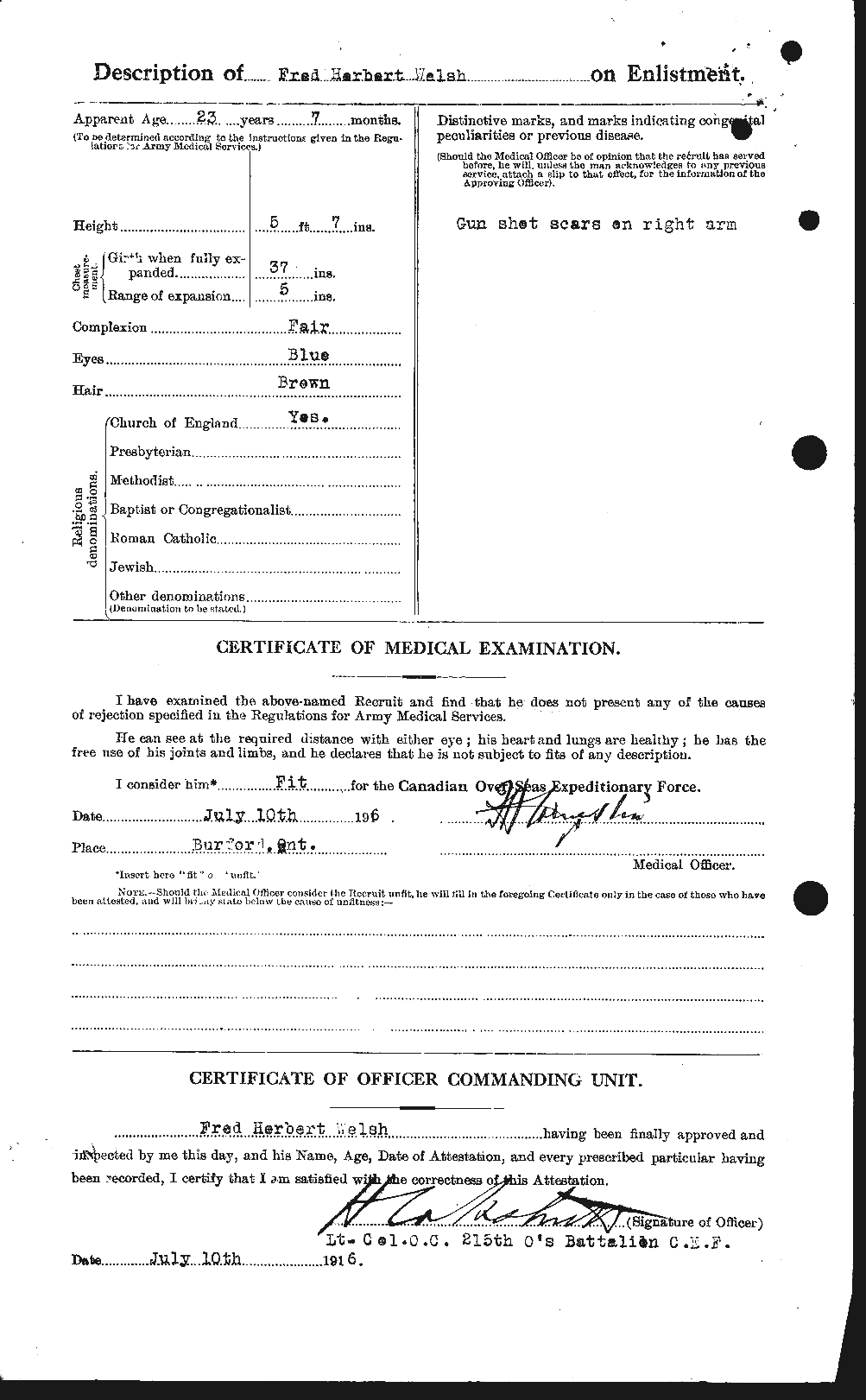 Dossiers du Personnel de la Première Guerre mondiale - CEC 667614b