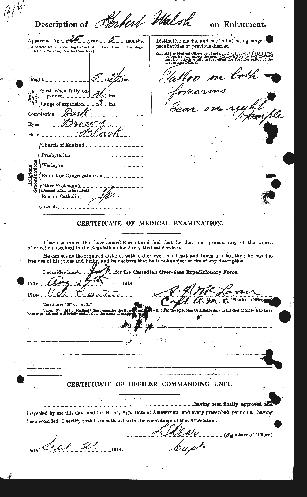 Dossiers du Personnel de la Première Guerre mondiale - CEC 667629b