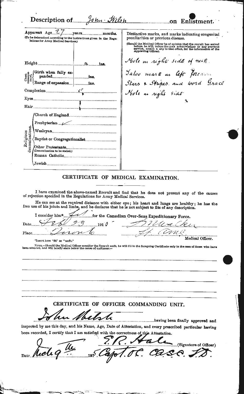 Dossiers du Personnel de la Première Guerre mondiale - CEC 667650b