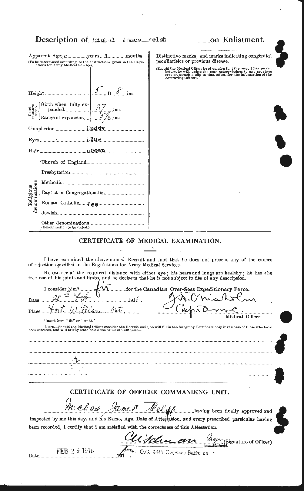 Dossiers du Personnel de la Première Guerre mondiale - CEC 667687b