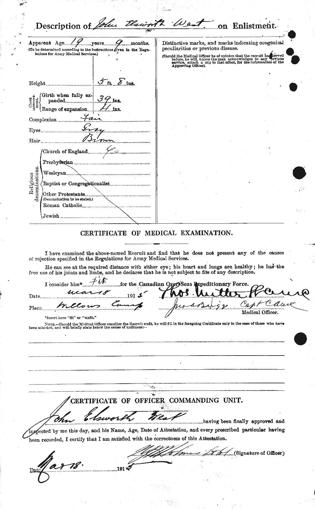 Dossiers du Personnel de la Première Guerre mondiale - CEC 667834b