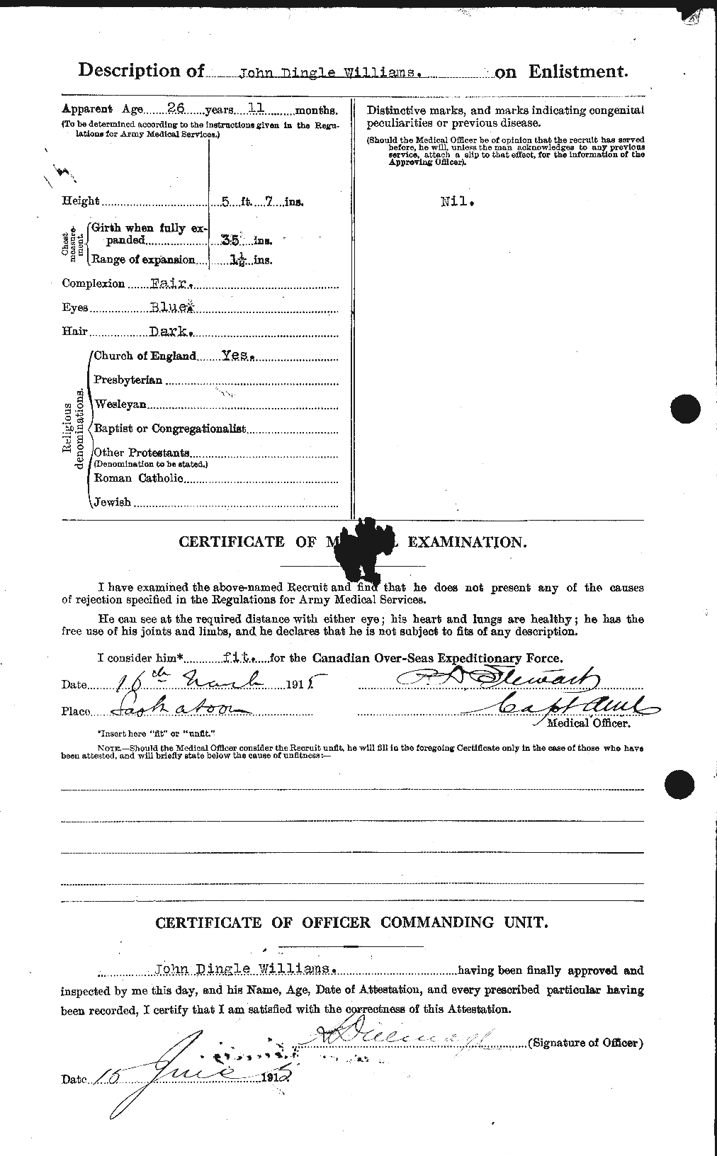 Dossiers du Personnel de la Première Guerre mondiale - CEC 672980b