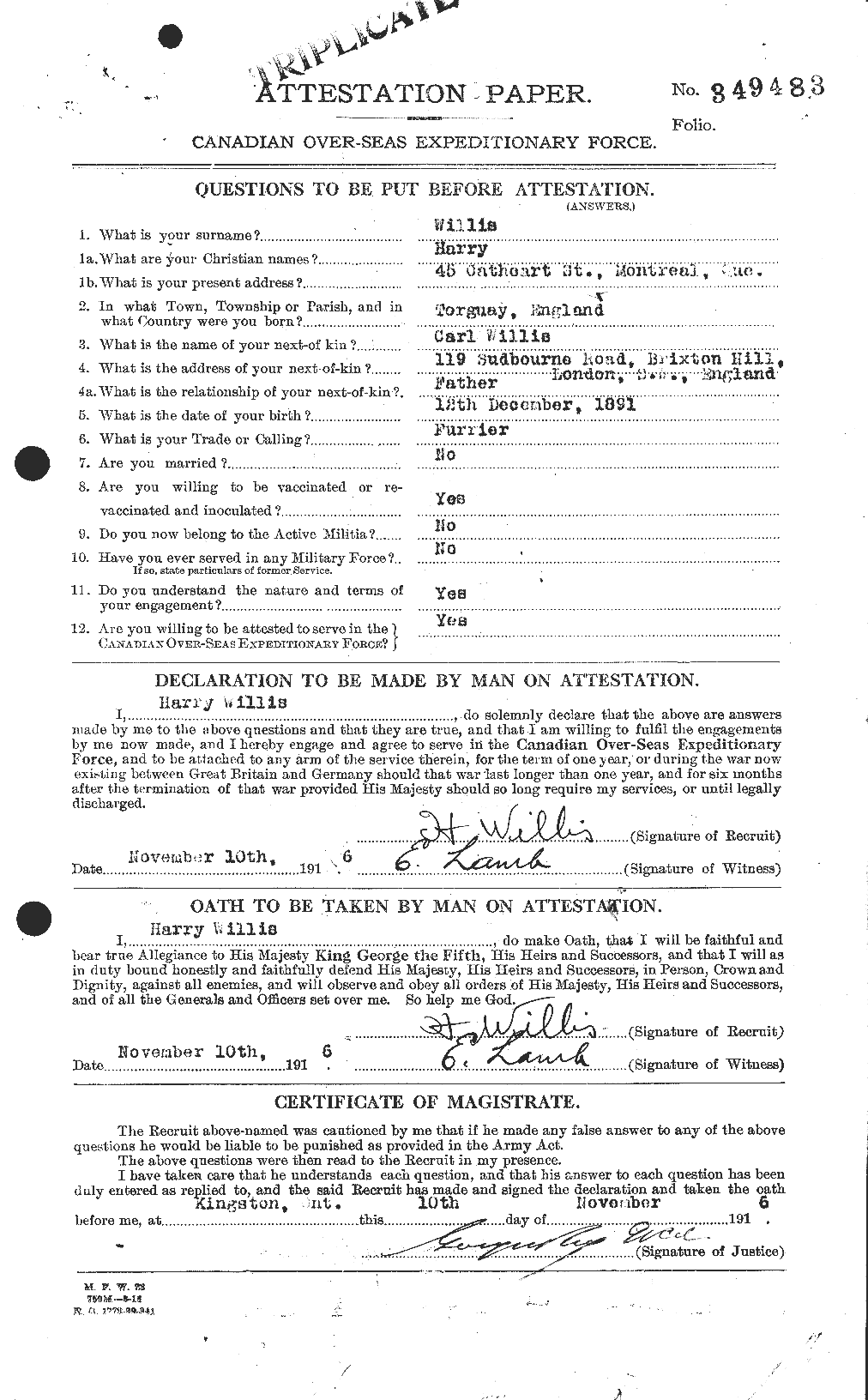 Personnel Records of the First World War - CEF 676464a