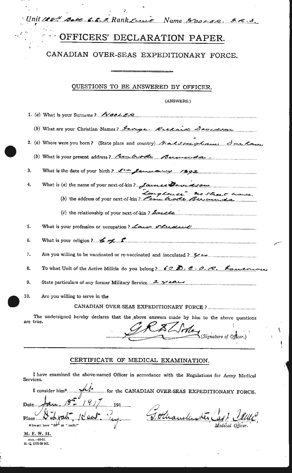 Dossiers du Personnel de la Première Guerre mondiale - CEC 685032a