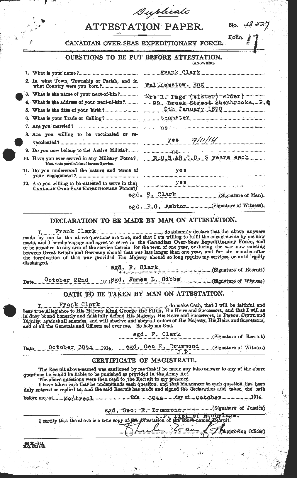 Personnel Records of the First World War - CEF 692575a