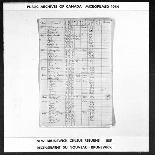 Digitized page of Census of 1851 (Canada East, Canada West, New Brunswick and Nova Scotia), Page number 22, for Eyckero F Gray