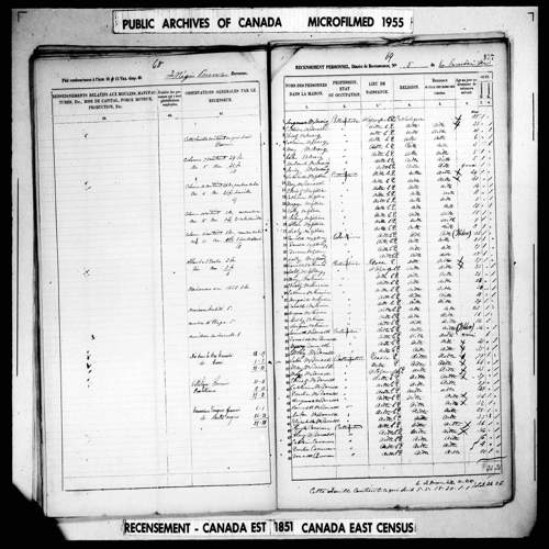 Digitized page of Census of 1851 (Canada East, Canada West, New Brunswick and Nova Scotia), Page number 137, for Emelia Ms Donald
