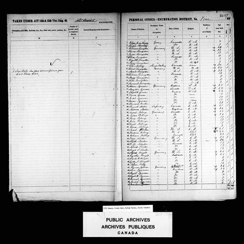 Digitized page of Census of 1851 (Canada East, Canada West, New Brunswick and Nova Scotia), Page number 55, for William Levingstone