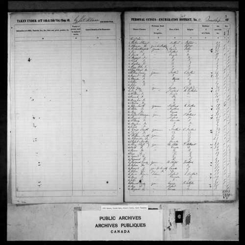 Digitized page of Census of 1851 (Canada East, Canada West, New Brunswick and Nova Scotia), Page number 5, for Jeremiah Lundy