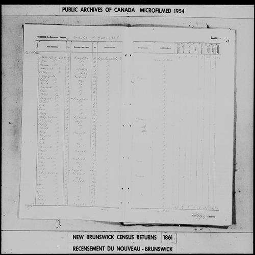 Digitized page of Census of 1861 (Canada East, Canada West, Prince Edward Island, New Brunswick and Nova Scotia), Page number 74, for Octave Leshare