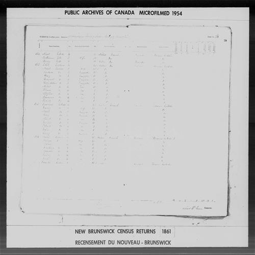 Digitized page of Census of 1861 (Canada East, Canada West, Prince Edward Island, New Brunswick and Nova Scotia), Page number 38, for Polit Leshare