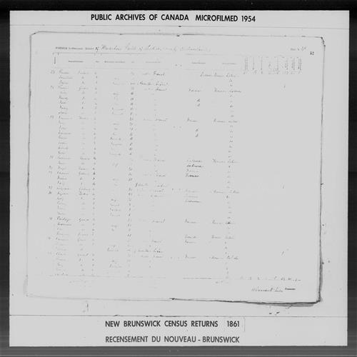 Page numérisée du Recensement de 1861 (Canada-Est, Canada-Ouest, Île-du-Prince-Édouard, Nouveau-Brunswick et Nouvelle-Écosse), Page numéro 42, pour Placide Leshere