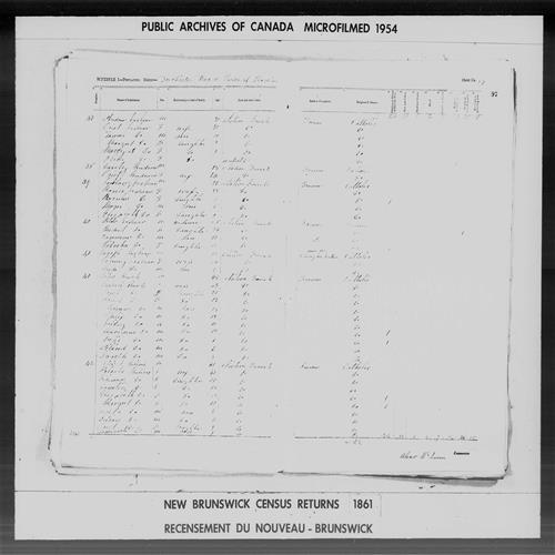 Page numérisée du Recensement de 1861 (Canada-Est, Canada-Ouest, Île-du-Prince-Édouard, Nouveau-Brunswick et Nouvelle-Écosse), Page numéro 97, pour Andrew Leshean