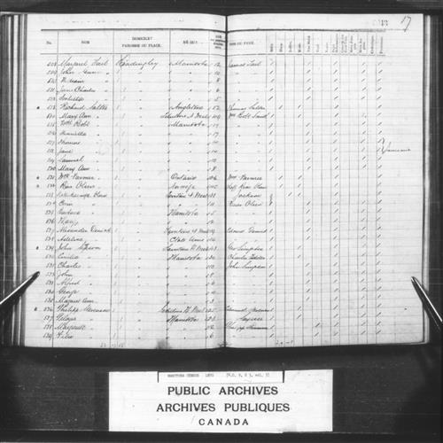 Digitized page of Census of Manitoba, 1870, Page number 243, for Wm Robt Salter