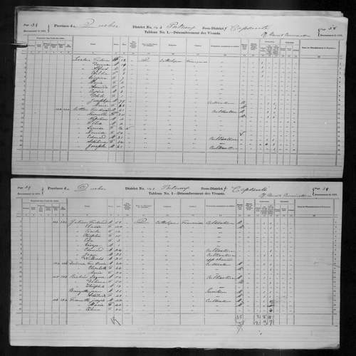 Digitized page of Census of Canada, 1871, Page number 39, for Wilbrodd Julien