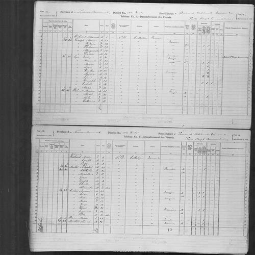 Digitized page of Census of Canada, 1871, Page number 12, for Fredrique Leger