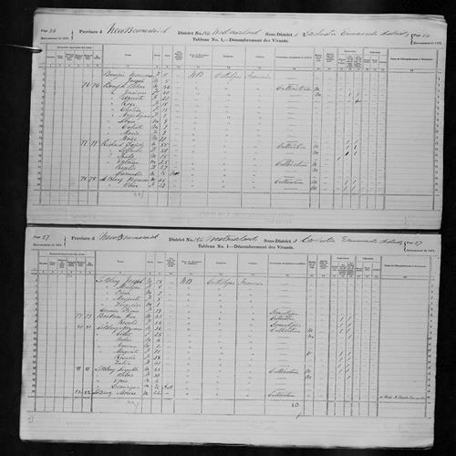 Digitized page of Census of Canada, 1871, Page number 27, for Lemable Leblang