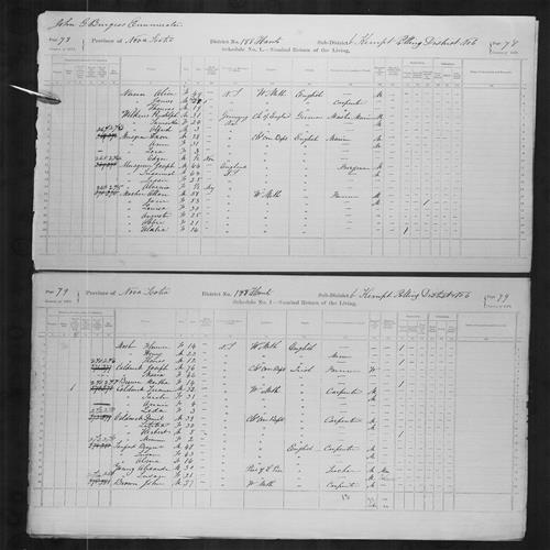 Digitized page of Census of Canada, 1871, Page number 78, for Jane Mosher