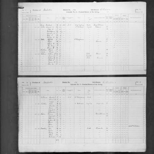 Digitized page of Census of Canada, 1871, Page number 19, for John Armstrong