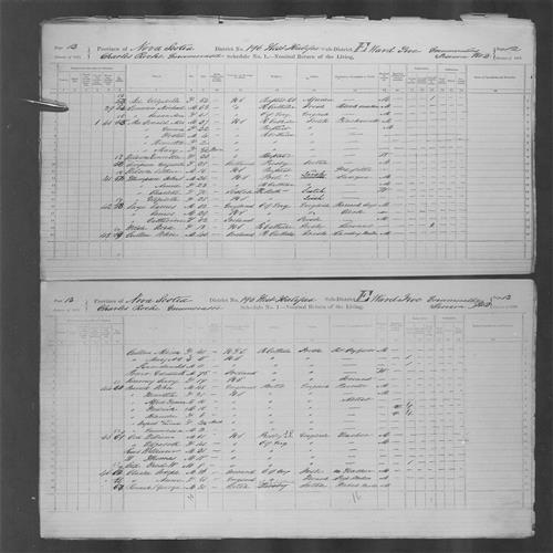 Digitized page of Census of Canada, 1871, Page number 12, for John S Thompson