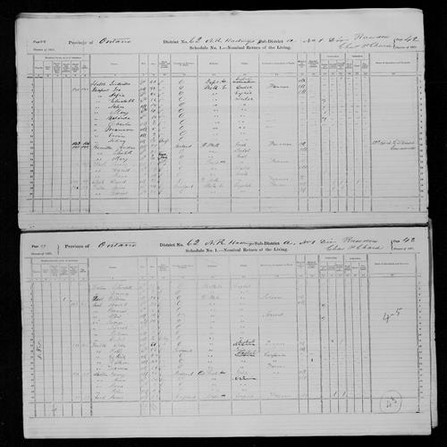 Digitized page of Census of Canada, 1871, Page number 42, for Lewis Mack