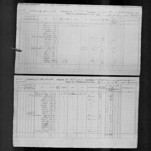 Digitized page of Census of Canada, 1871, Page number 26, for Jaben Gould