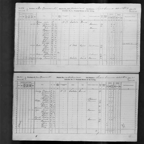Digitized page of Census of Canada, 1871, Page number 31, for Anicet Leger