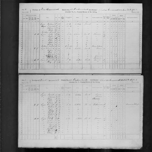 Digitized page of Census of Canada, 1871, Page number 2, for Frederick Leger