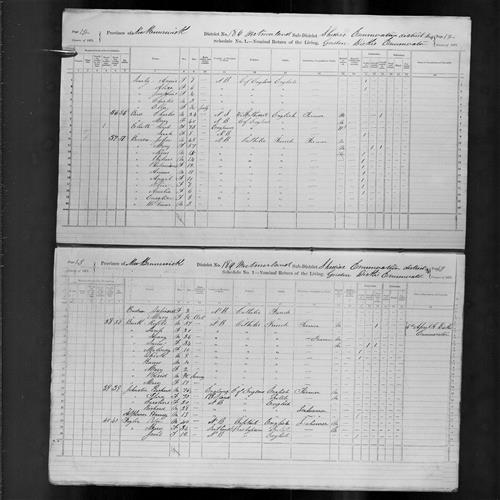 Digitized page of Census of Canada, 1871, Page number 12, for John Boudro