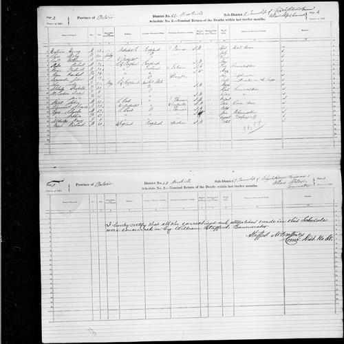 Digitized page of Census of Canada, 1871, Page number 2, for Arabella Atcherly