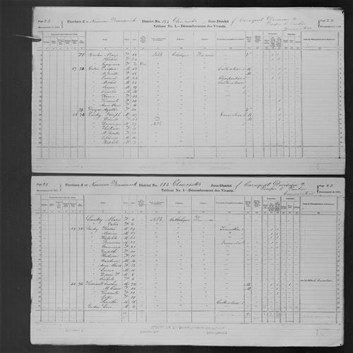 Digitized page of Census of Canada, 1871, Page number 22, for Joseph Landry