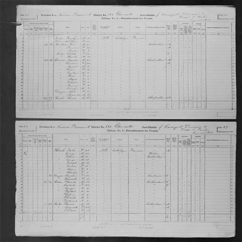 Digitized page of Census of Canada, 1871, Page number 26, for Augustin Cormier