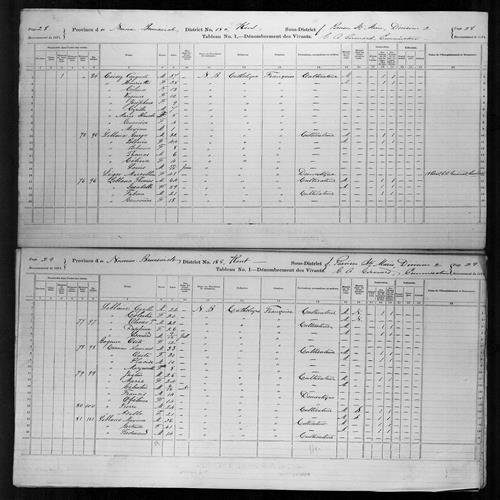 Digitized page of Census of Canada, 1871, Page number 28, for George Leblanc