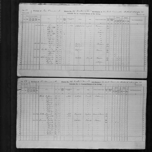 Digitized page of Census of Canada, 1871, Page number 59, for Polete Cormea