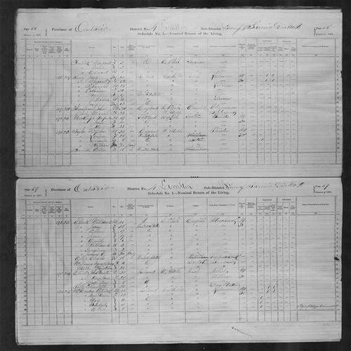 Digitized page of Census of Canada, 1871, Page number 58, for Alexander MacKenzie