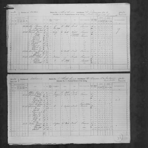Digitized page of Census of Canada, 1871, Page number 31, for John Stoddart