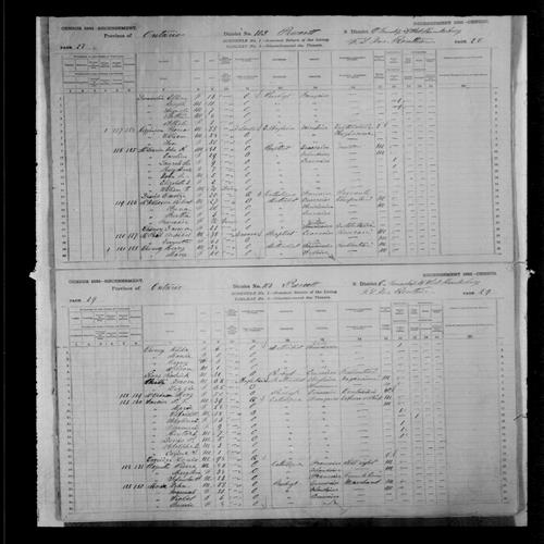 Digitized page of Census of Canada, 1881, Page number 28, for Henry CHENEY