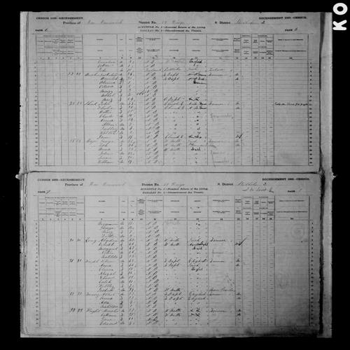 Digitized page of Census of Canada, 1881, Page number 7, for George HAYES