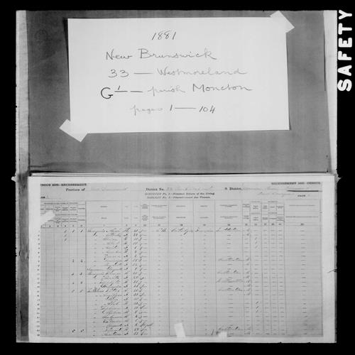 Digitized page of Census of Canada, 1881, Page number 1, for Albert BOURGEOIS