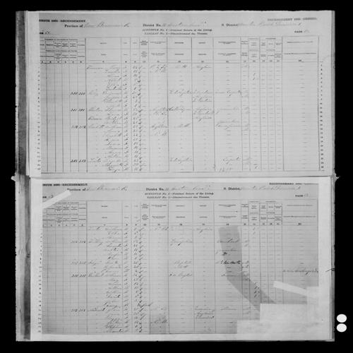 Digitized page of Census of Canada, 1881, Page number 68, for Thomas BASTIAN