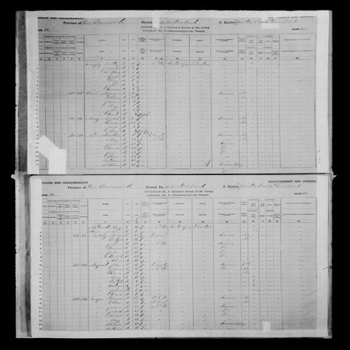 Digitized page of Census of Canada, 1881, Page number 72, for Maurice ONIEL