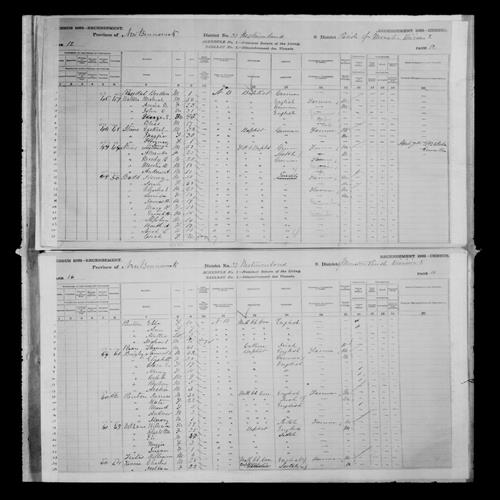 Digitized page of Census of Canada, 1881, Page number 12, for Enoch H BUDD
