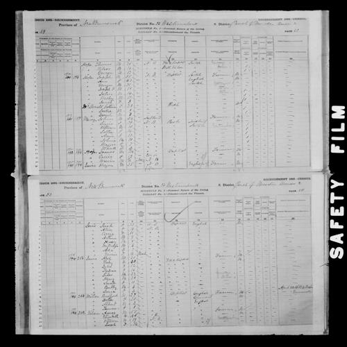Digitized page of Census of Canada, 1881, Page number 50, for Sarah LEWIS