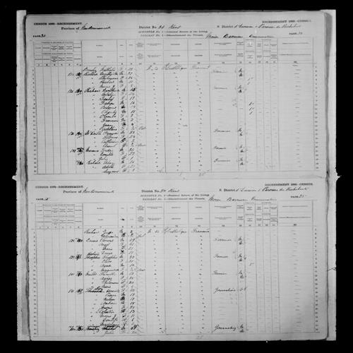 Digitized page of Census of Canada, 1881, Page number 34, for Fredric MARANDA