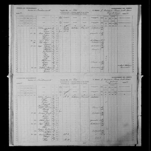 Digitized page of Census of Canada, 1881, Page number 28, for Vital CAISSIE
