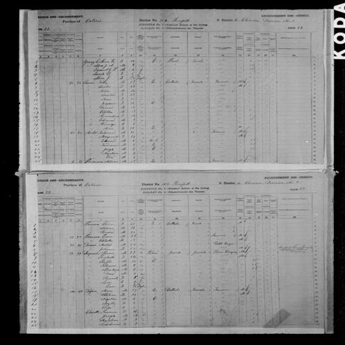 Digitized page of Census of Canada, 1881, Page number 23, for Moise TESSIER