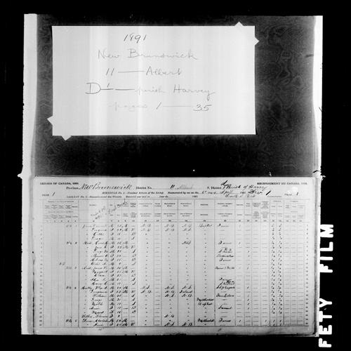 Digitized page of Census of Canada, 1891, Page number 1, for Harris H Reid