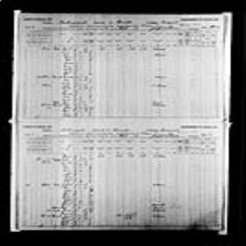 Digitized page of Census of Canada, 1891, Page number 6-7, for Lazare Theriault