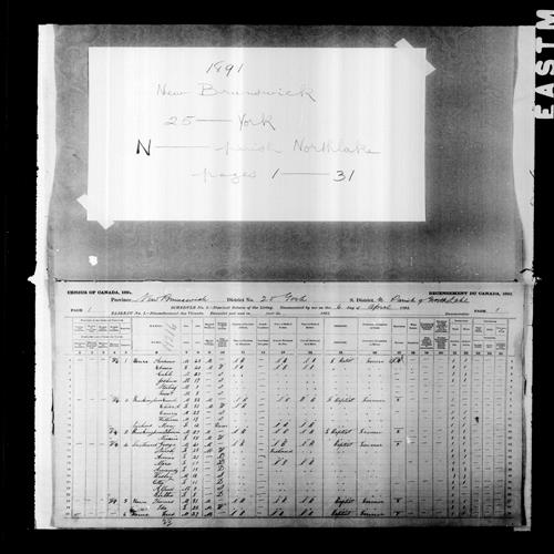 Digitized page of Census of Canada, 1891, Page number 1, for Sterling Howe